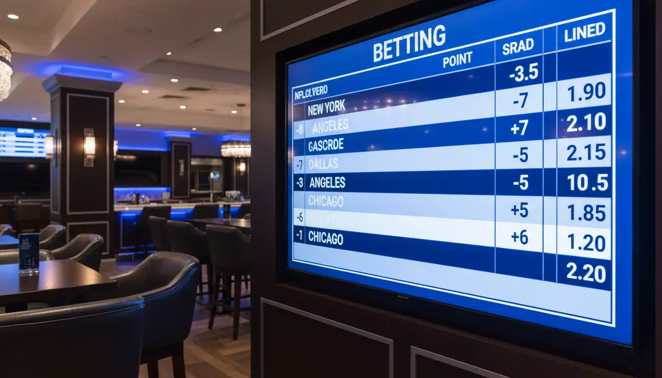 Tabellone quote NFL con point spread e moneyline