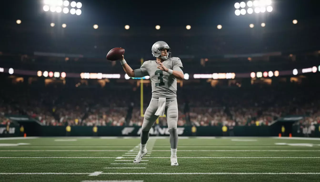 Partita NFL in corso con giocatori in azione sul campo