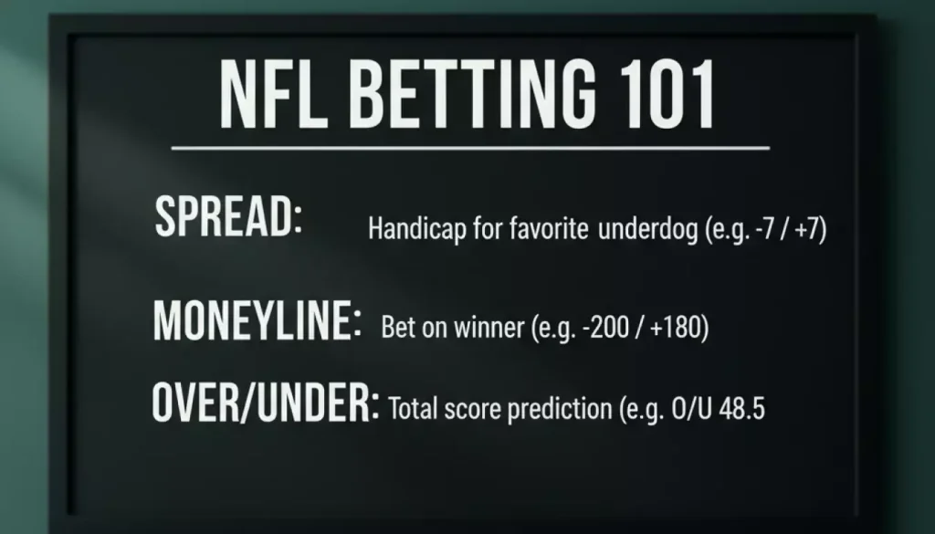 Lavagna con termini betting NFL e pallone football